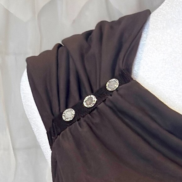White House Black Market Brown Sleeveless Drape Neck Top | Women's Size Medium - Picture 4 of 7